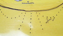 Placing transfer sheet onto the shirt